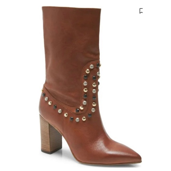 NWOT Free People Dakota Studded Leather Western Boot in BrownSize 40/9.5